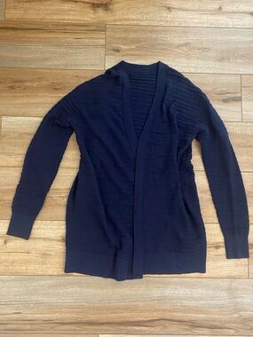 Michael Kors Dark Navy Open-Front Ribbed Cardigan